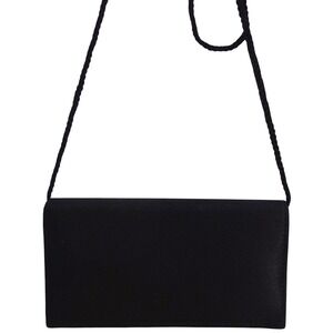 Black Satin Evening Clutch Purse Bag with Shoulder Strap‎